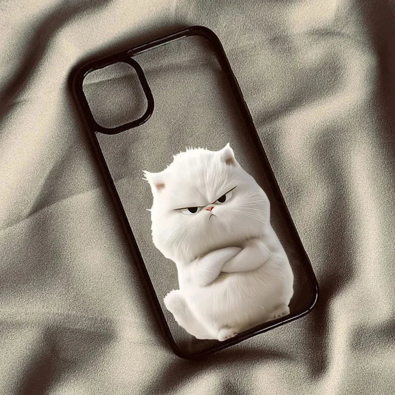 Funda transparente para teléfono con diseño de gato divertido y genial