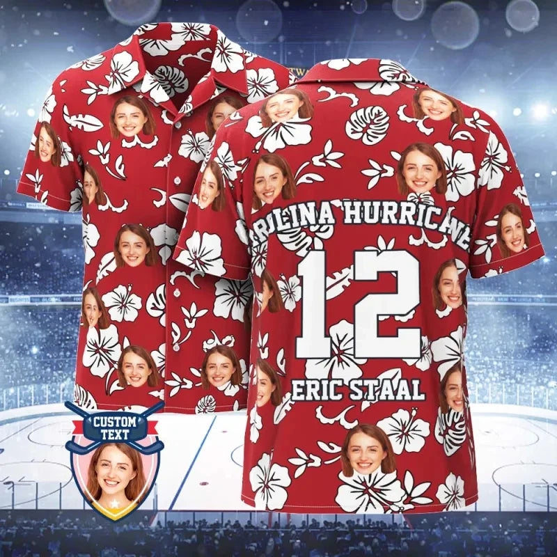 2025 Custom Photo Face Name Hawaiian Shirt Personalized Diy Text Beach Shirt Gift Mens Designer Shirts Customize Club Jersey - Lootquake