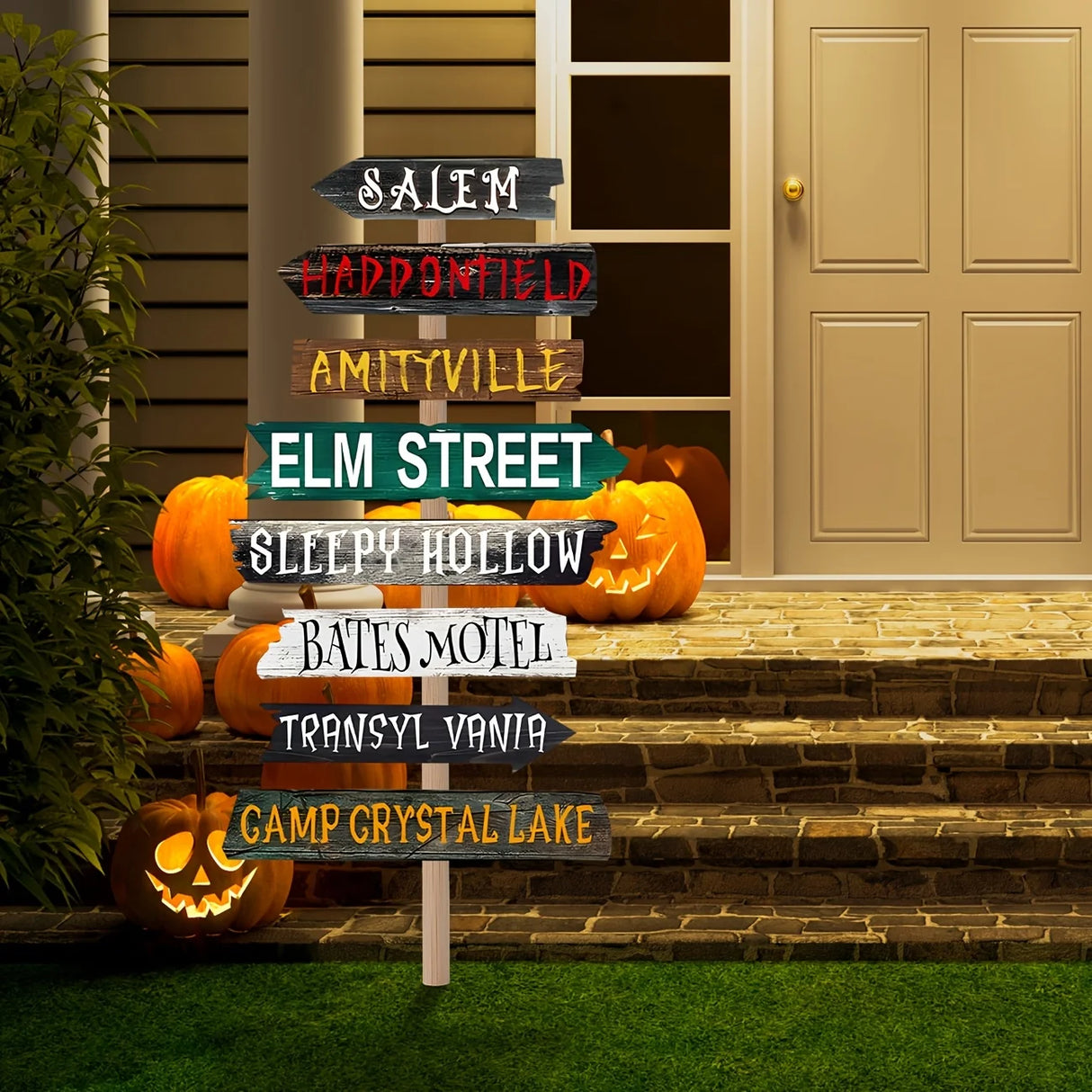 Halloween Decorations Outside Yard Sign Decor Scary Halloween Street Signs Halloween Party Photo Booth Props for Outdoor Hallowe