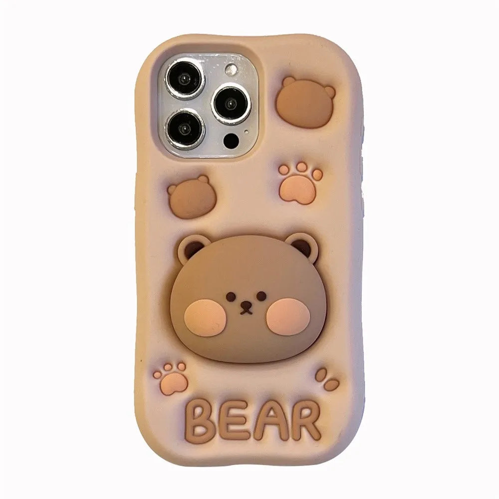 Bonita funda para teléfono con diseño de oso de dibujos animados
