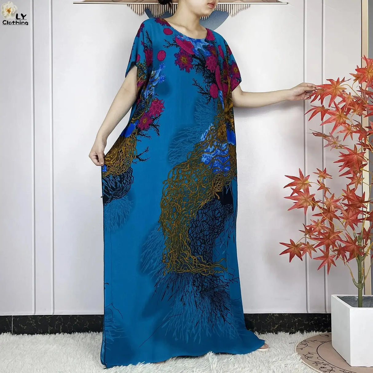 2024 Latest Muslim Sets Women Clothing Cotton Floral Loose Dashiki Long Dress African Abaya Dubai Traditional Islamic Clothing