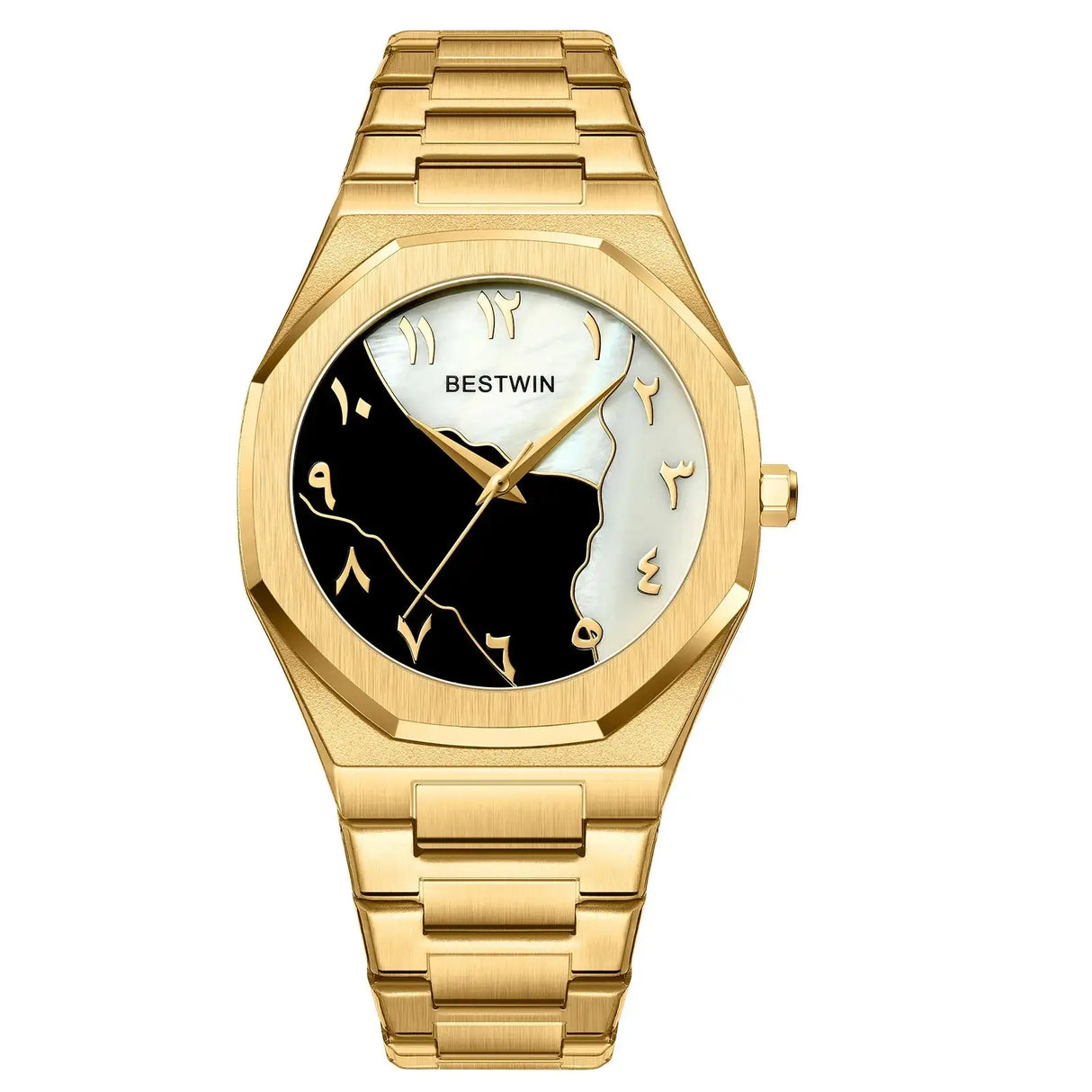 Fashion Watches Men's Watch reloj hombre BESTWIN Creative Dial Gold Shell Face Business watches for men relogios masculino - Lootquake