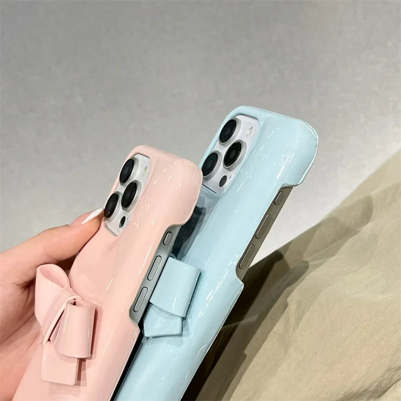 Candy Color Cute Bowknot Phone Case For iPhone