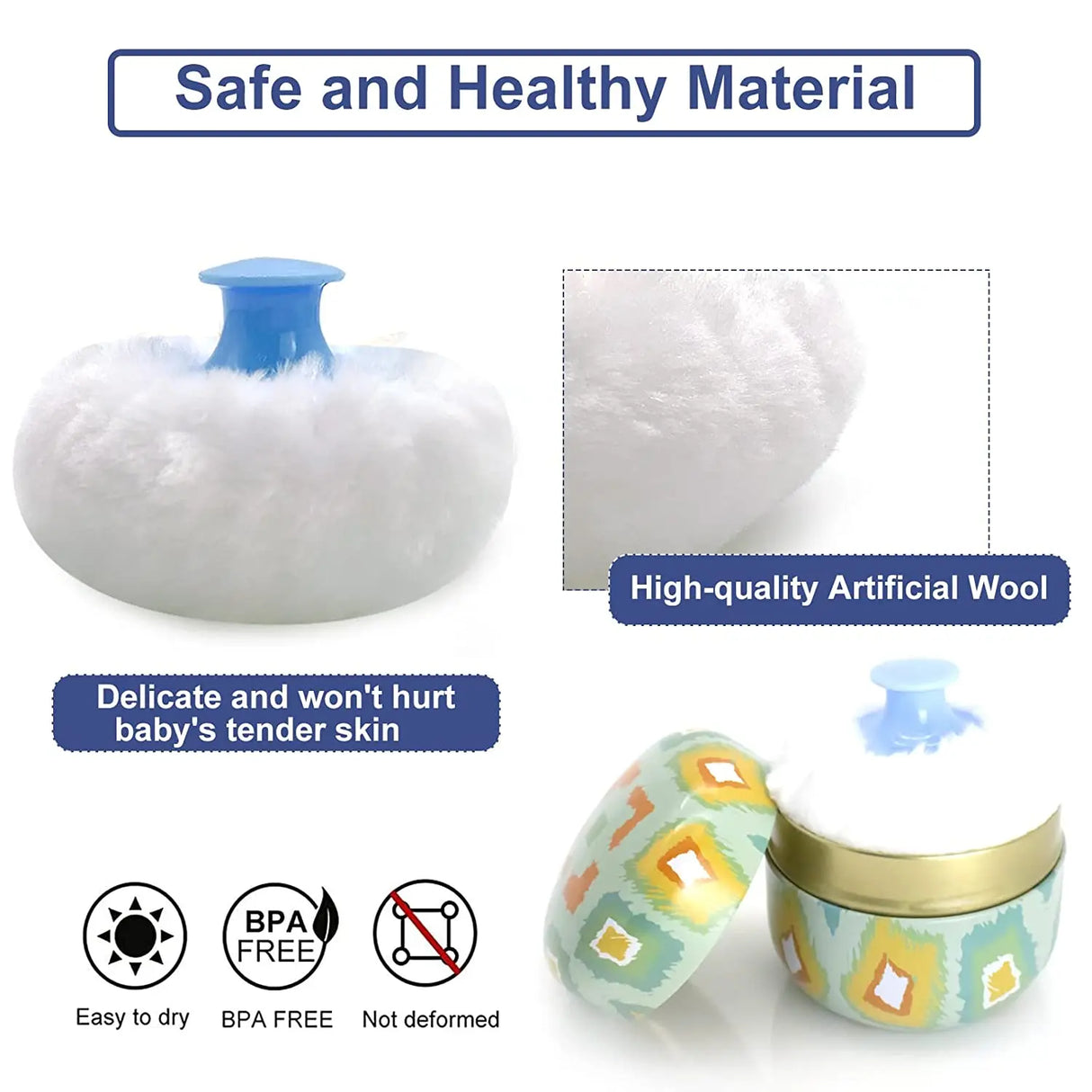 Powder Puff and Powder Container for Body Dusting Powder Case with Puff fo Women Loose Powder Containers with Puff for Travel