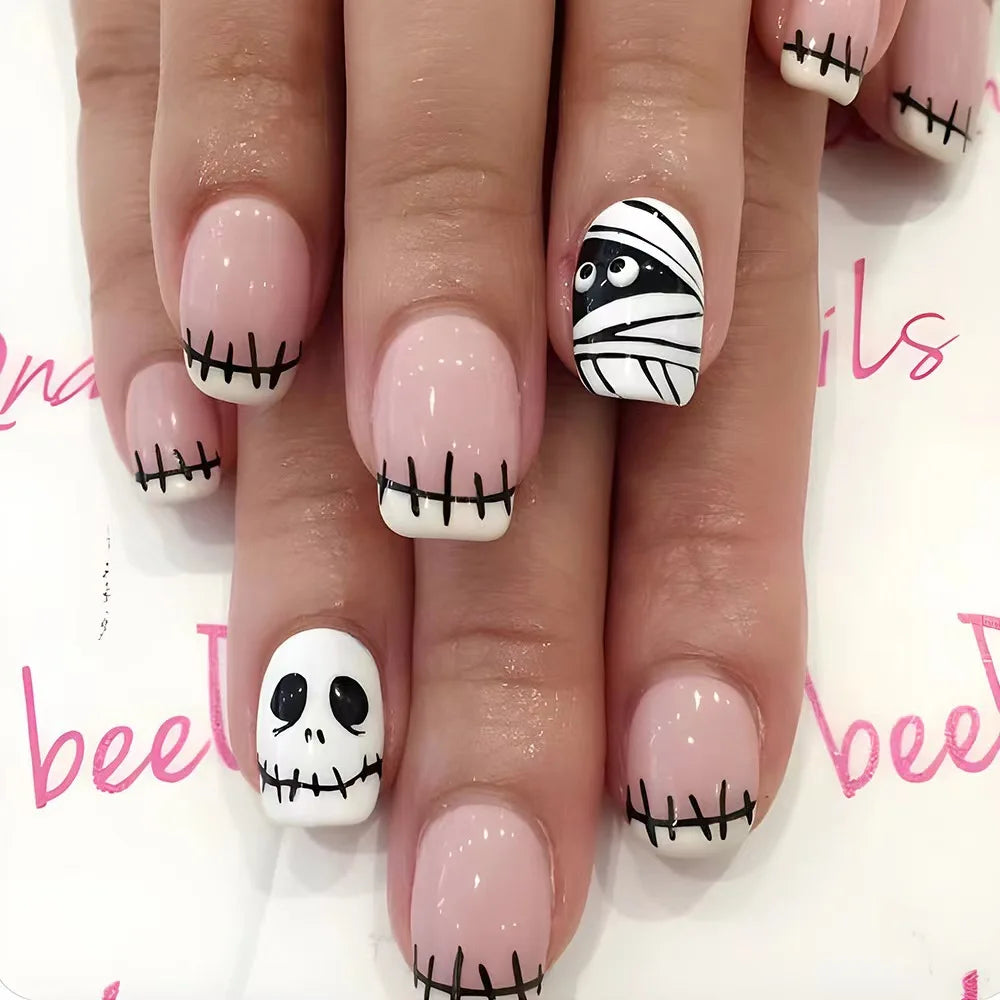 Uñas postizas de calavera aterradora para Halloween