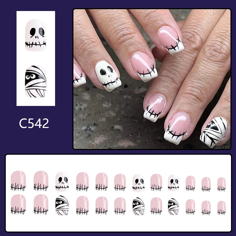 Uñas postizas de calavera aterradora para Halloween