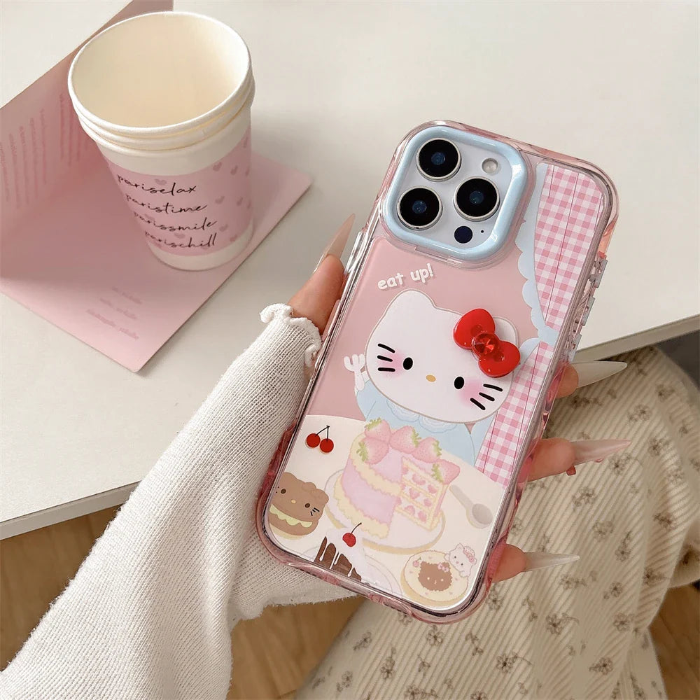 Funda para teléfono de Hello Kitty con diseño de pastel de fresa rosa