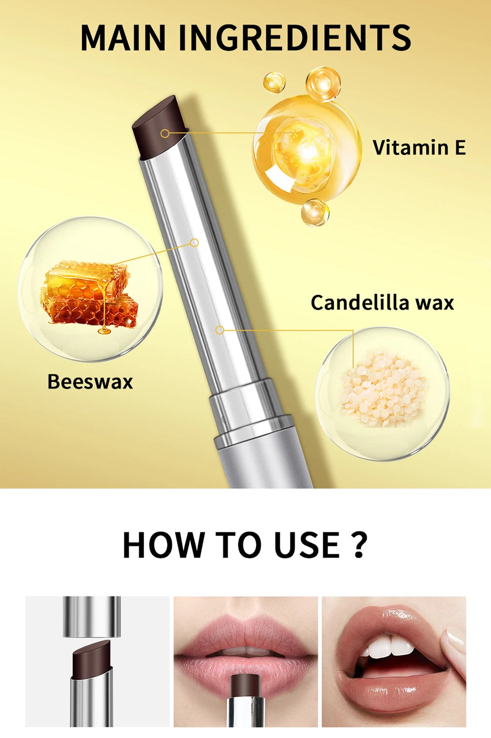 Lápiz labial de miel negra, hidratante de larga duración, voluminizador de labios natural, maquillaje, brillo voluminizador de labios, cosméticos, exfoliante para labios.