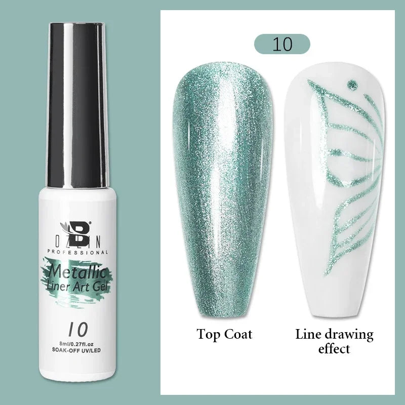 Esmalte de uñas en gel semipermanente, efecto espejo metálico, cromado, superbrillante, francés, UV LED, 5 ml, dorado y plateado.