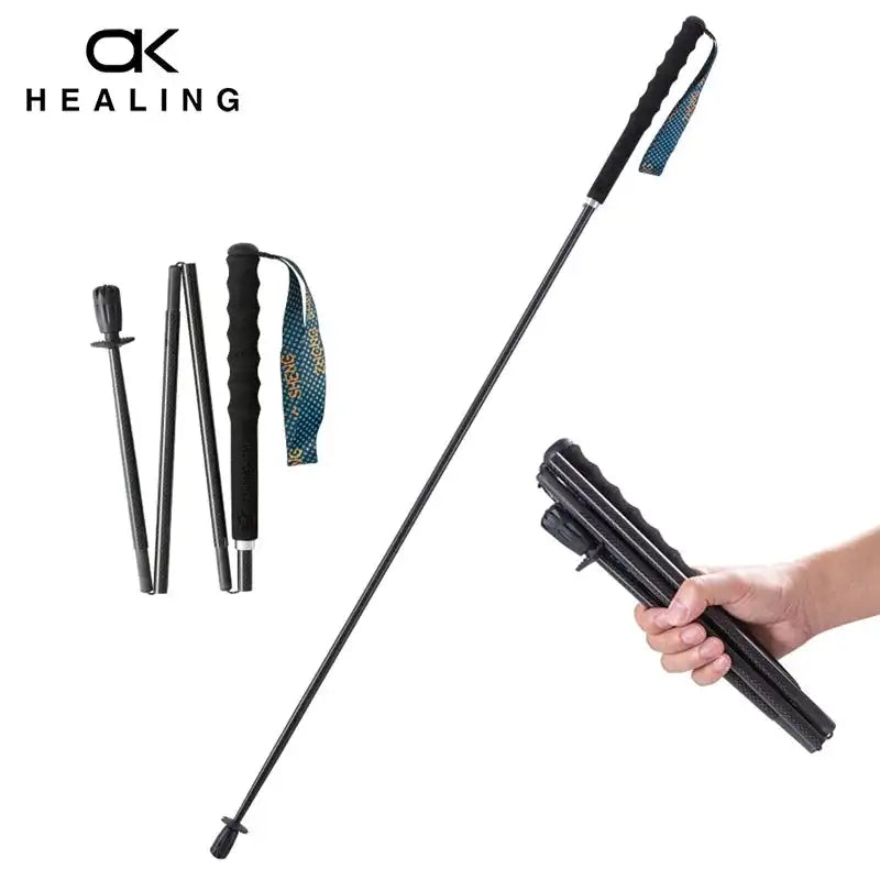 110g Ultra Light Weight Trekking Poles Folding Hiking Sticks Portable Carbon Fiber Collapsible Nordic Walking Cane Sticks Bags - Lootquake
