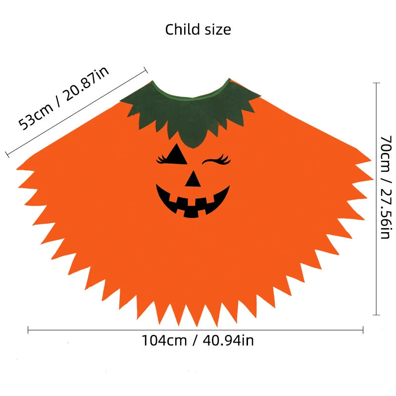 Halloween Party Adult Children's Pumpkin Costume Cloak Girl Pumpkin Shawl Boy Pumpkin Hat Headband Set Holiday Dress Up Cosplay