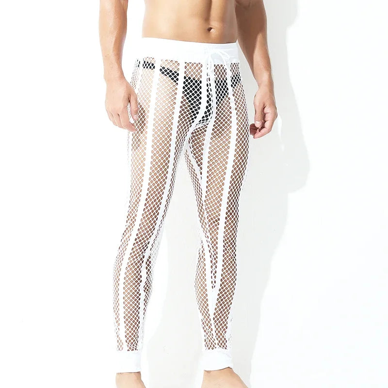 Men Mesh Shirt Transparent Long Sleeve Men Clothing Sexy Solid Party Nightclub Hooded Tops - Lootquake