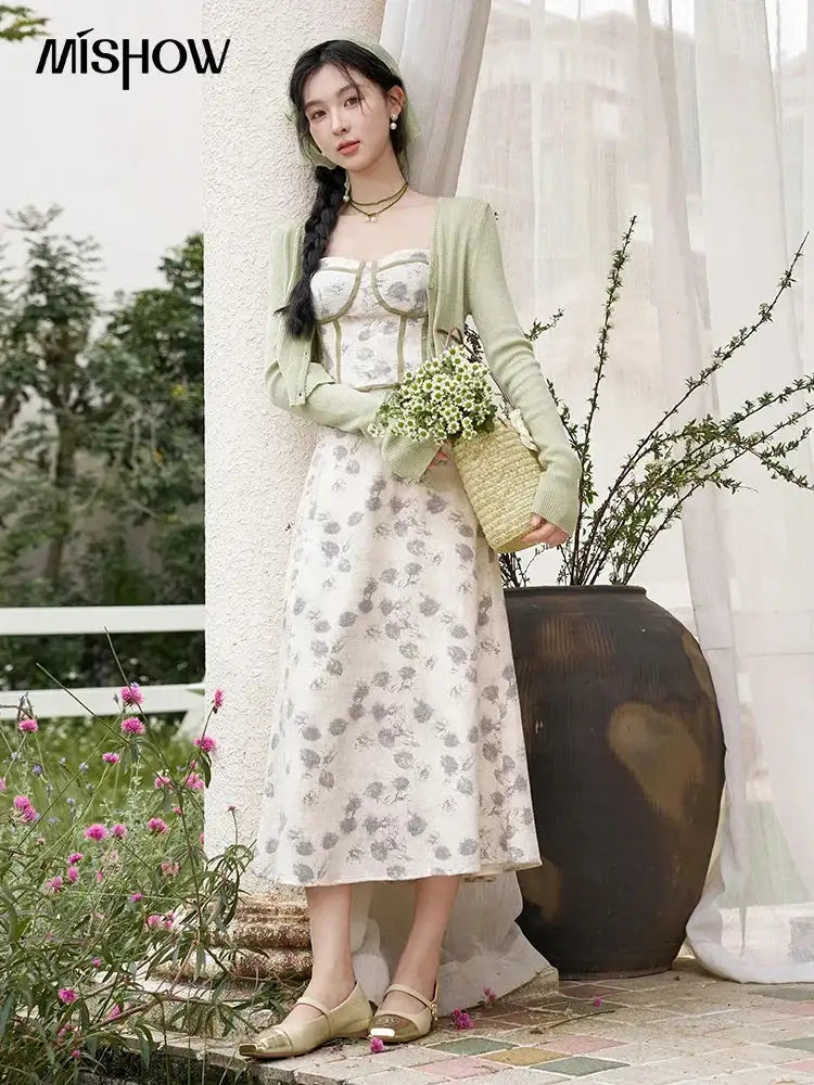 MISHOW Floral Camisole Skirt Separately Summer Adjustable Shoulder Straps Sleeveless Top Back Elastic Waist Skirts MXD14D0026 - Lootquake