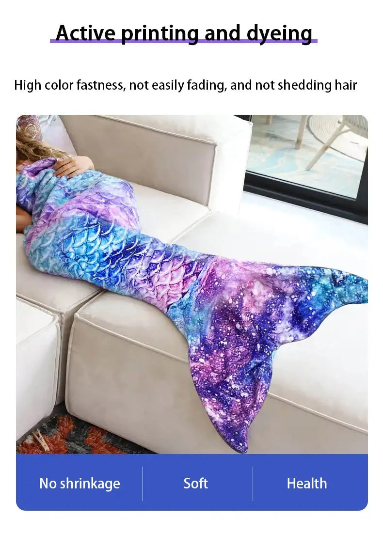 Mermaid Blanket Sleeping Bag Anti Kick Flannel Quilt Soft Fabric High Color Fastness Children Birthday Gift Fish Tail - Lootquake