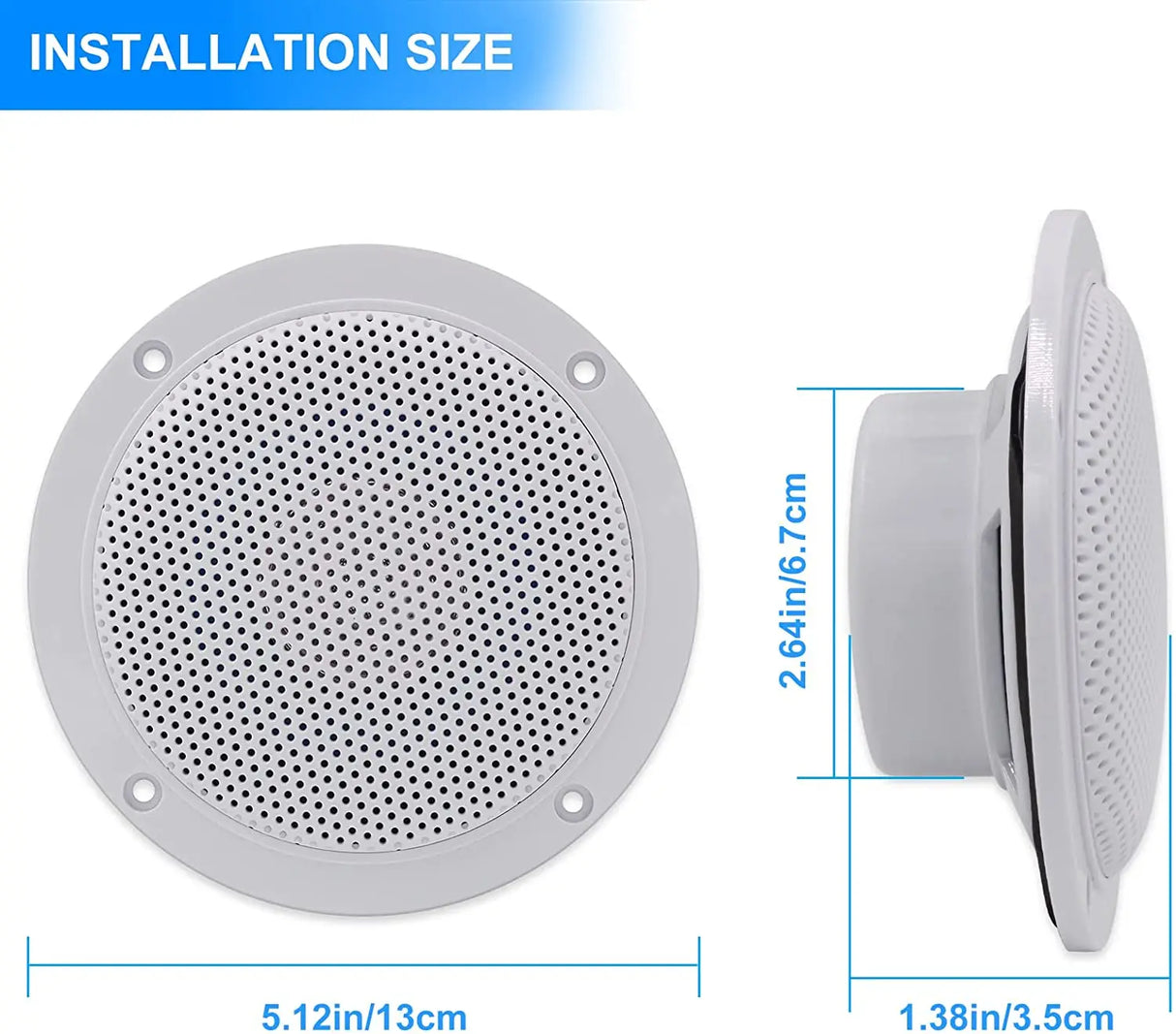 Herdio 2PCS 4 Inch Ceiling Bluetooth Speaker Kit Water Resistant 160W Marine Speakers For Bathroom Kitchen Home Outdoor Camper