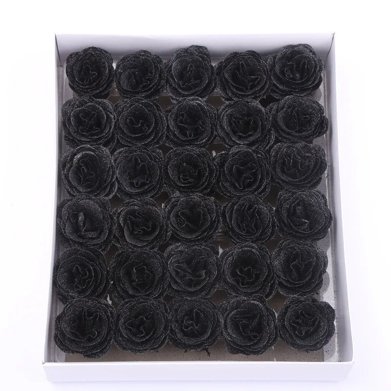 30pcs of 7cm Glitter spray artificial flower rose for Christmas gift hot Valentine DIY bouquet easter wedding Birthday decor - Lootquake