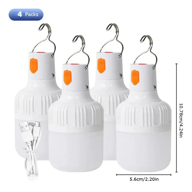 2pcs Rechargeable LED Indoor Outdoor Emergency Hookup Portable Lights with Battery Flashing Lights Barbecue Tent Camping Lights - Lootquake