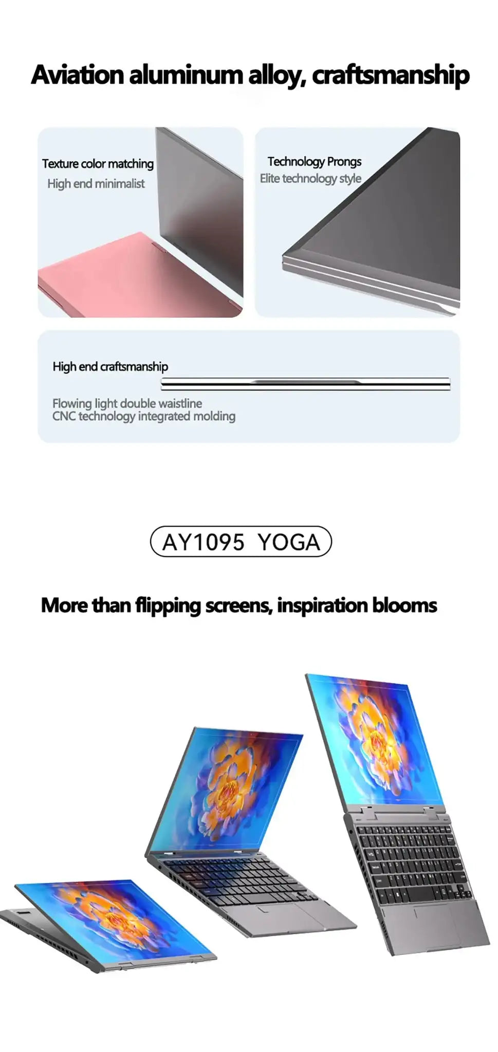 2 in 1 Touch Screen 10.95 Inch 360° Flip Laptop Intel N95 Win 11 Pro 16GB DDR5 2TB SSD Metal for Office Gaming Mini Notebook PC - Lootquake