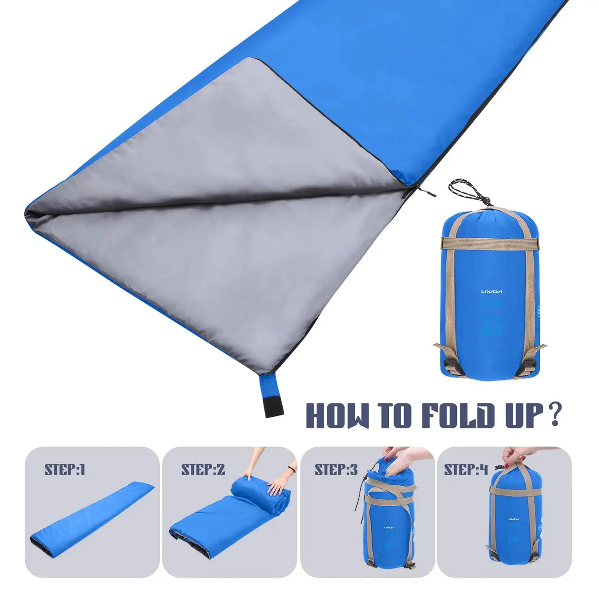 Saco de dormir portátil para exteriores Lixada de 190 x 75 cm, para acampar, viajar, senderismo, multifunción, ultraligero, 680 g, para mochileros.
