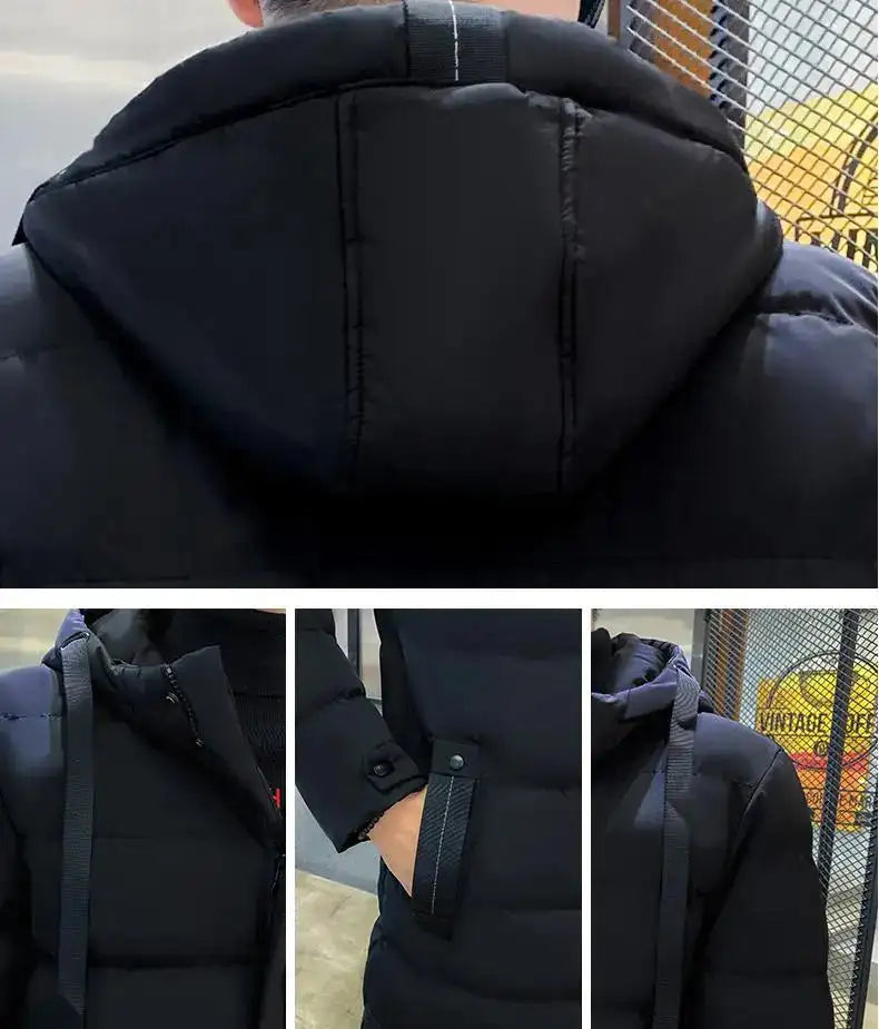 7xl Plus Size Padded Parkas Men Thick Warm Coats Solid Warm Cotton Long Coats Windbreaker Winter Outerwear 6xl Thermal Jacket - Lootquake