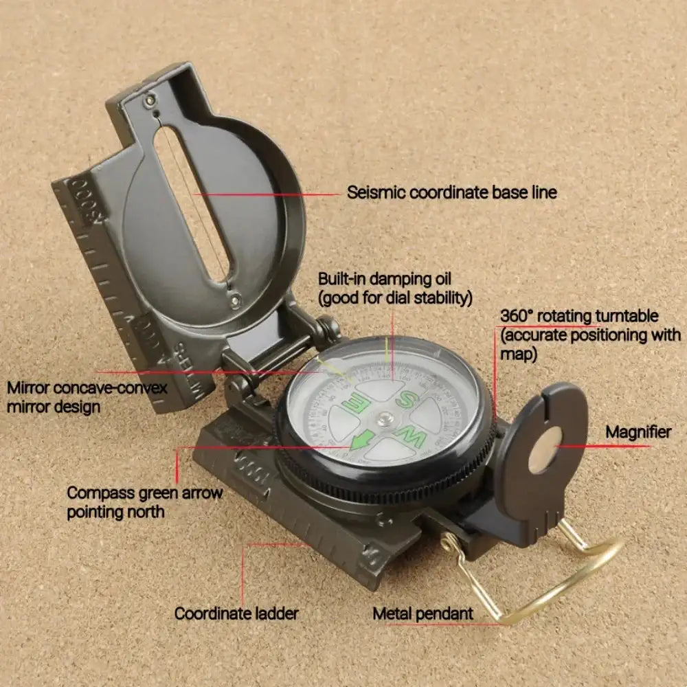 Waterproof High Precision Compass Outdoor Gadget Sports Hiking Mountaineering Professional Metal Sight - Lootquake