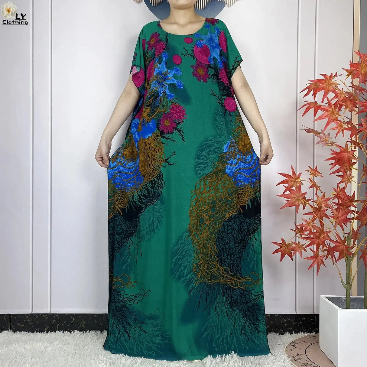 2024 Latest Muslim Sets Women Clothing Cotton Floral Loose Dashiki Long Dress African Abaya Dubai Traditional Islamic Clothing
