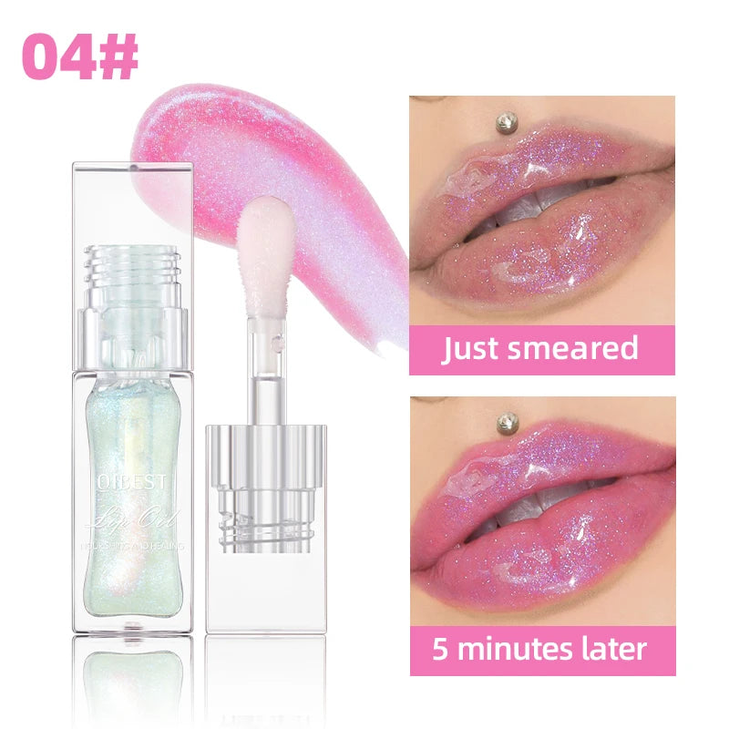 QIBEST - Bálsamo labial mágico con cambio de color cálido, brillo labial transparente, hidratante, brillo labial brillante, cosméticos para labios