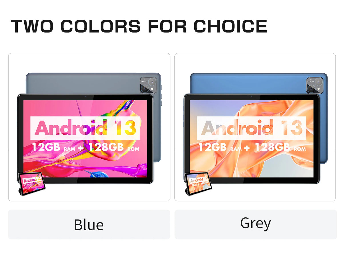 Tablette VASOUN Android 14 10,1", 12 Go (6+6 extensibles) RAM, 128 Go ROM, Octa Core, double SIM 4G débloquée avec Wi-Fi 2,4G/5G GPS