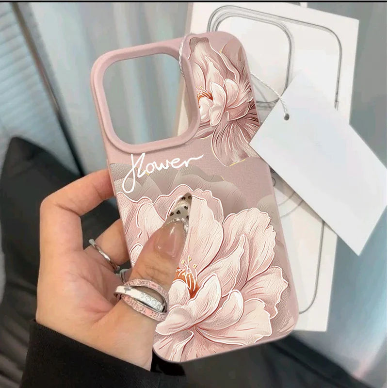 Funda para iPhone con diseño floral coreano