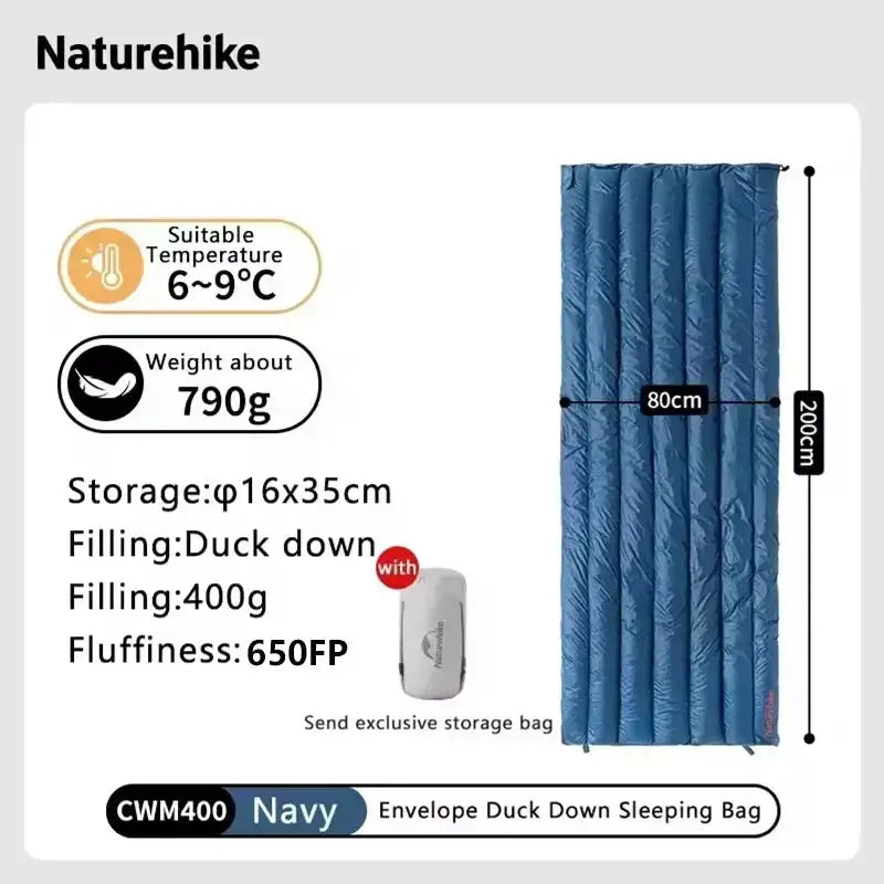 Naturehike CW280 Sleeping Bag Winter Waterproof Goose Down Sleeping Bag Ultralight CWM400 Hiking Camping Sleeping Bag - Lootquake