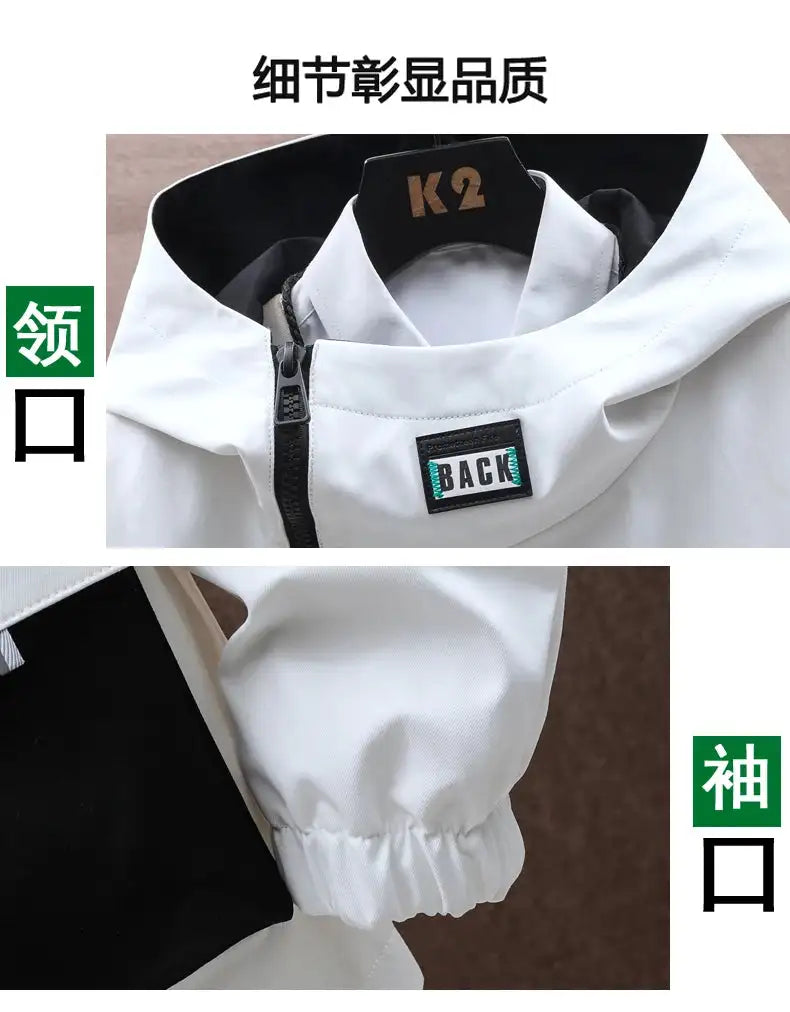 Autumn trend Hoodie Jackets Men Windbreaker Jacket Hip Hop Solid Color Outdoor Sports Hooded Coats Men Clothing - Lootquake