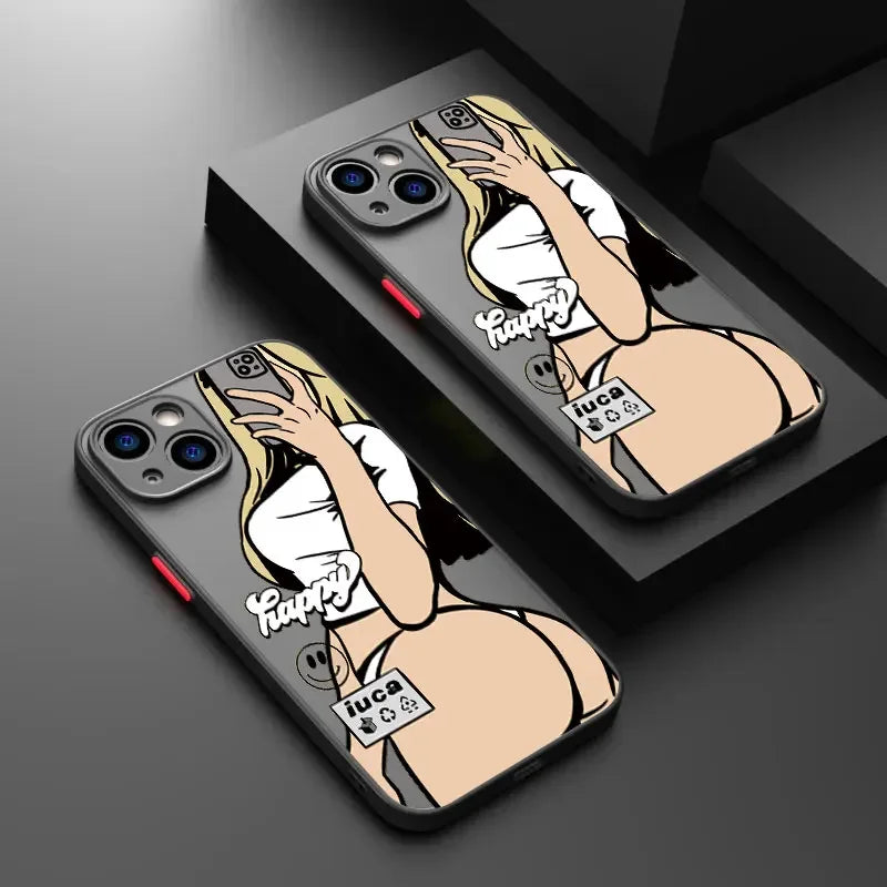 Funda de silicona para teléfono con diseño de chica sexy
