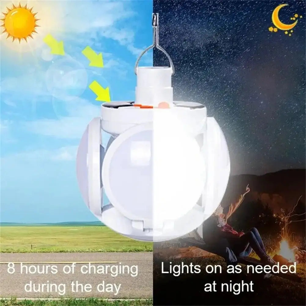 Portable Solar Powered LED Rechargeable Camping Light Hook Tent Light Multifunctional Outdoor Emergency Lighting Spotlight - Lootquake