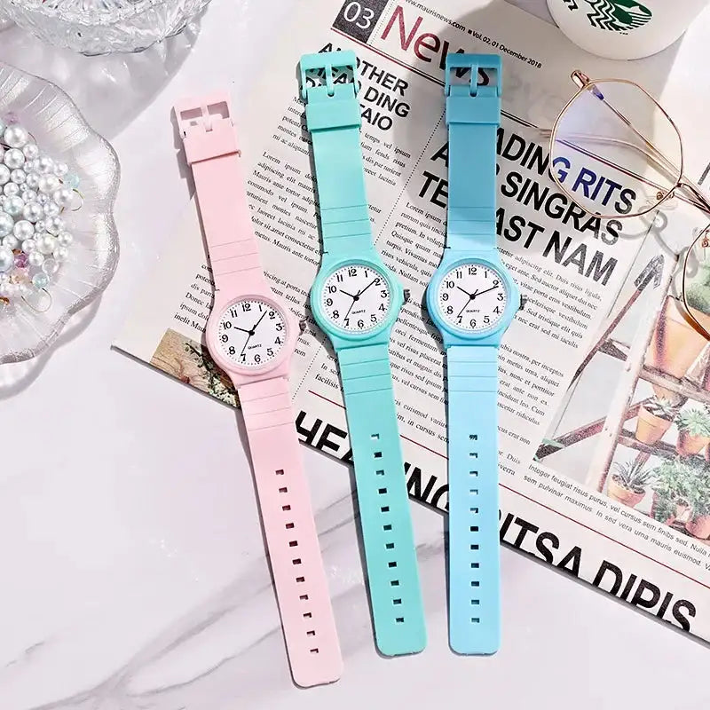 Exam Watch Silicone Strap Simple Women Watch Student Ladies Quartz Wristwatch Waterproof Round Small Dial for Women Reloj Mujer - Lootquake