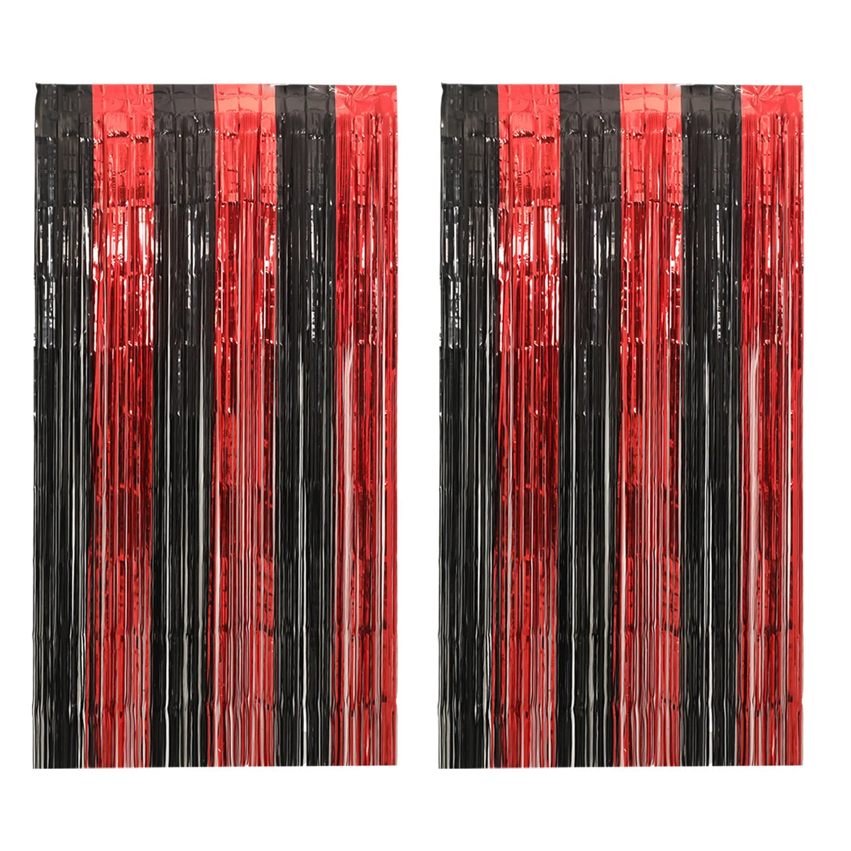 Rideau de pluie en soie avec pompons métalliques, décoration d'Halloween, noir et rouge, orange, 1 x 2 m