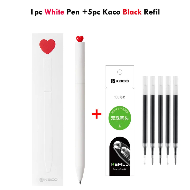 Juegos de bolígrafos de gel KACO, útiles escolares y de oficina para niños, de 0,5 mm de alta capacidad, con forma de corazón o signo del zodiaco, artículos de escritura, regalos de amor, artículos bonitos.