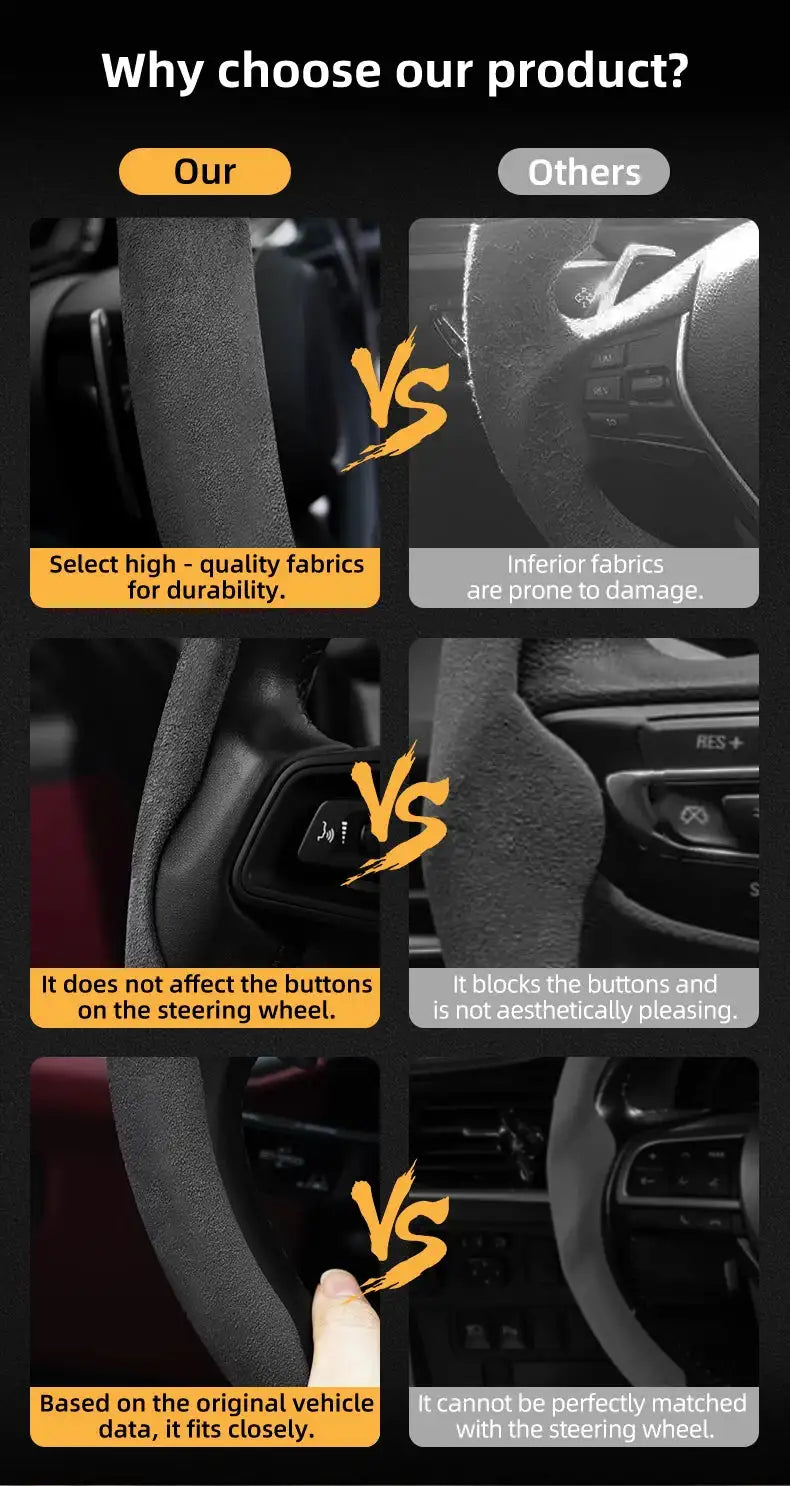 For Jeep Suede Snap-on Steering Wheel Cover Fit Renegade Compass Wrangler Jk Jl Grand Cherokee Wk2 Accessories Wj Portachiavi - Lootquake