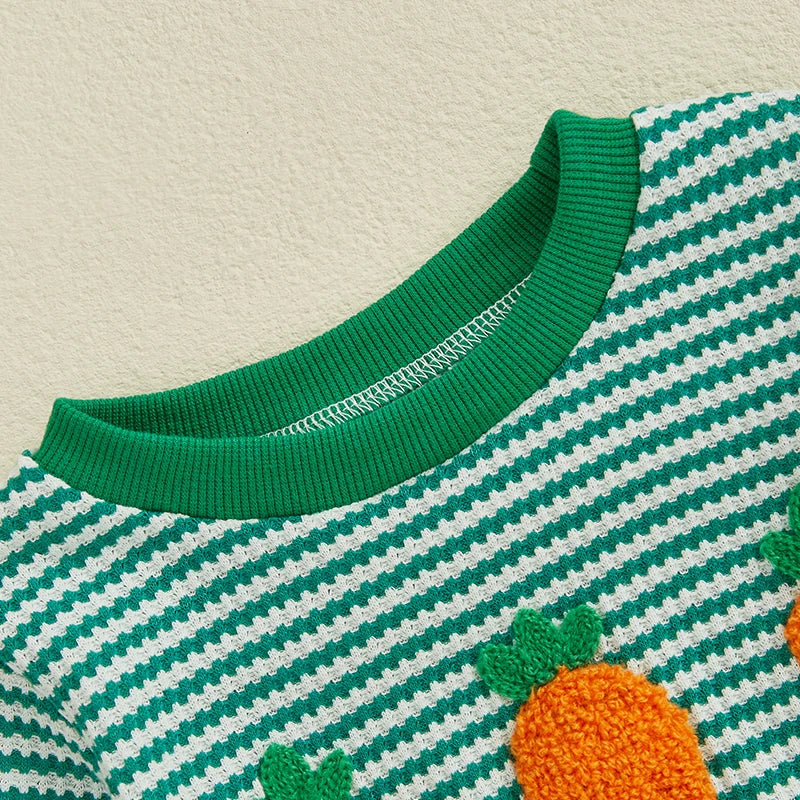 Adorable Infant Unisex Hoodies Rompers Spring Outfits Easter Bunny Carrot Embroidered Long Sleeve Bodysuits Jumpsuits - Lootquake