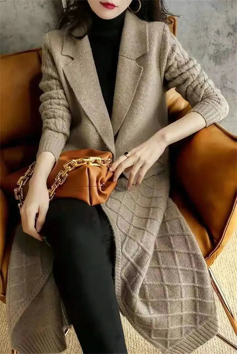 Korean French Style Cashmere Sweater Ladies Wool Windbreaker Cardigan New Autumn Winter Women Knitted Sweater Long Cardigan Coat - Lootquake