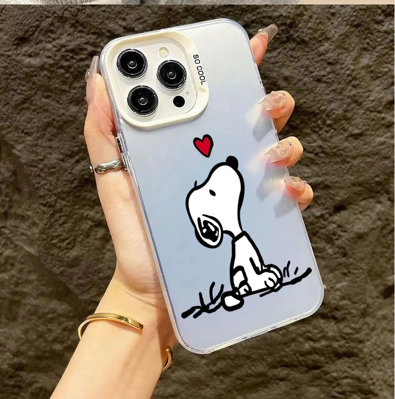 Preciosa funda de dibujos animados de Snoopy para iPhone