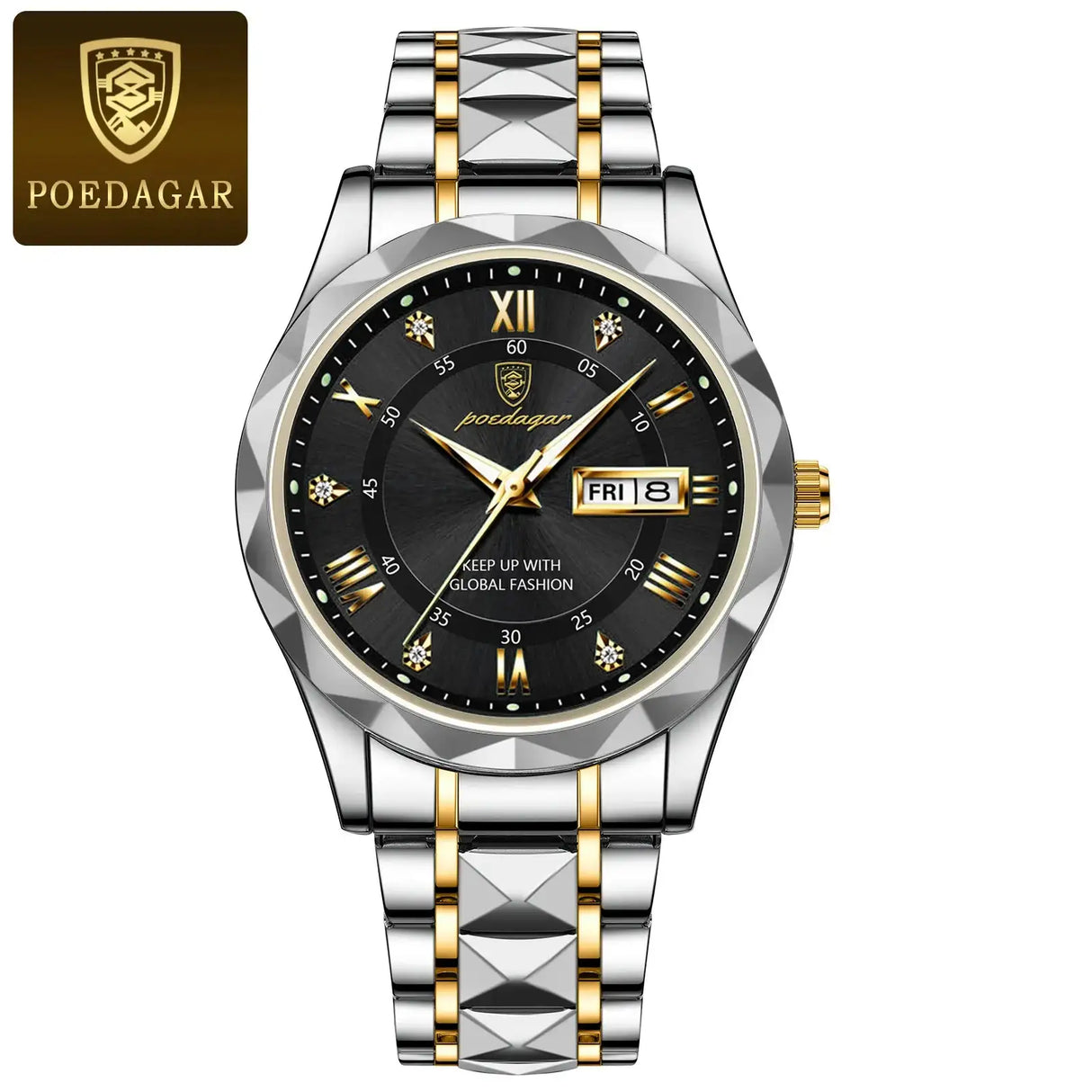 POEDAGAR Business Men's Watch Waterproof Luminous Stainless Steel Date Week Watches For Man Fashion Luxury Quartz Men Wristwatch - Lootquake