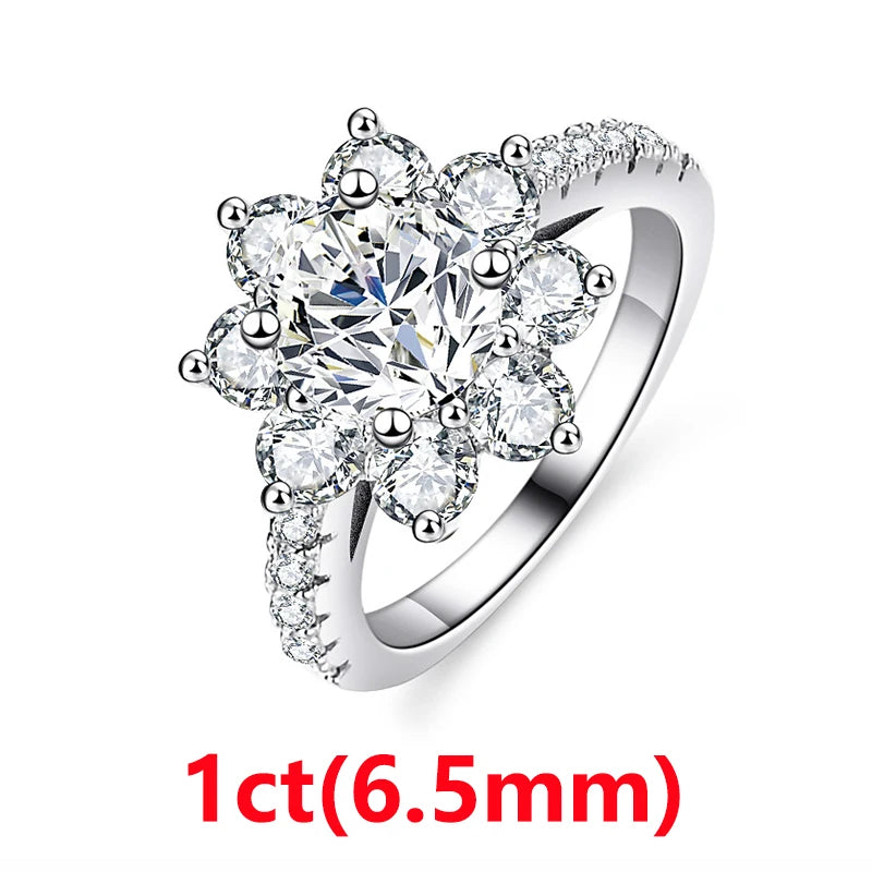 COSFIX Moissanite Necklace For Women 1 CT D Color VVS1 Excellent Cut Round Diamond Sunflower Pendant Necklace 925 Silver Jewelry - Lootquake