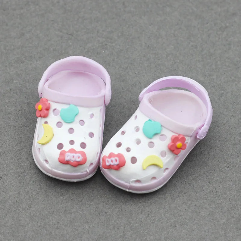 Labubu Doll Slippers 4.3x2.0cm Labubu Doll Decorative Accessories Desktop Doll Ornament Shoes For 15cm Doll Children Toys Gift