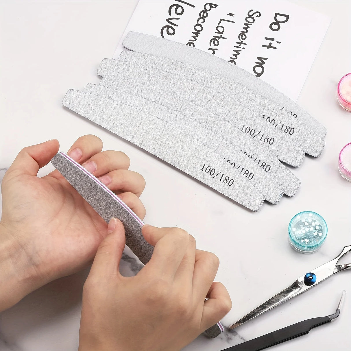 Limes à ongles 50 pièces, accessoires pour 100/180 ongles, vernis à ongles gel, polissage, pédicure, manucure, tampons, outils de soin des ongles, lime à ongle