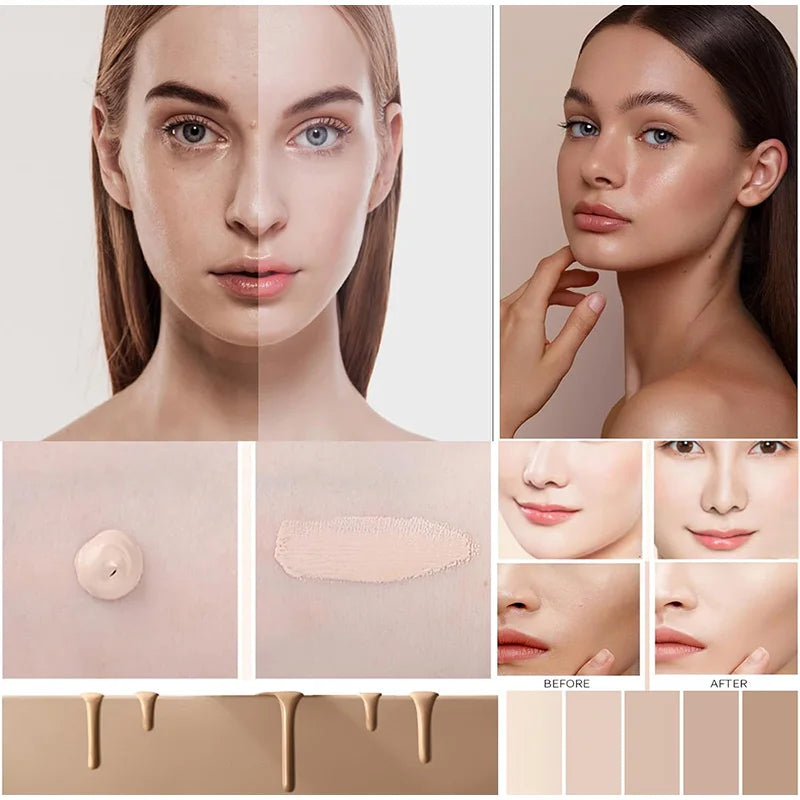 Fond de teint bionique 4 en 1, anti-cernes liquide, hydratant, couvrance totale, longue tenue, waterproof, spectre SPF50+, imite les couleurs