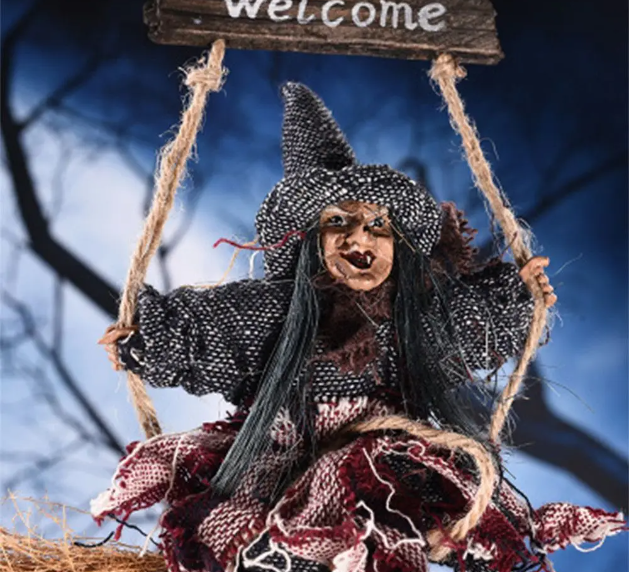 Halloween Hanging Witch Dolls Prop-4