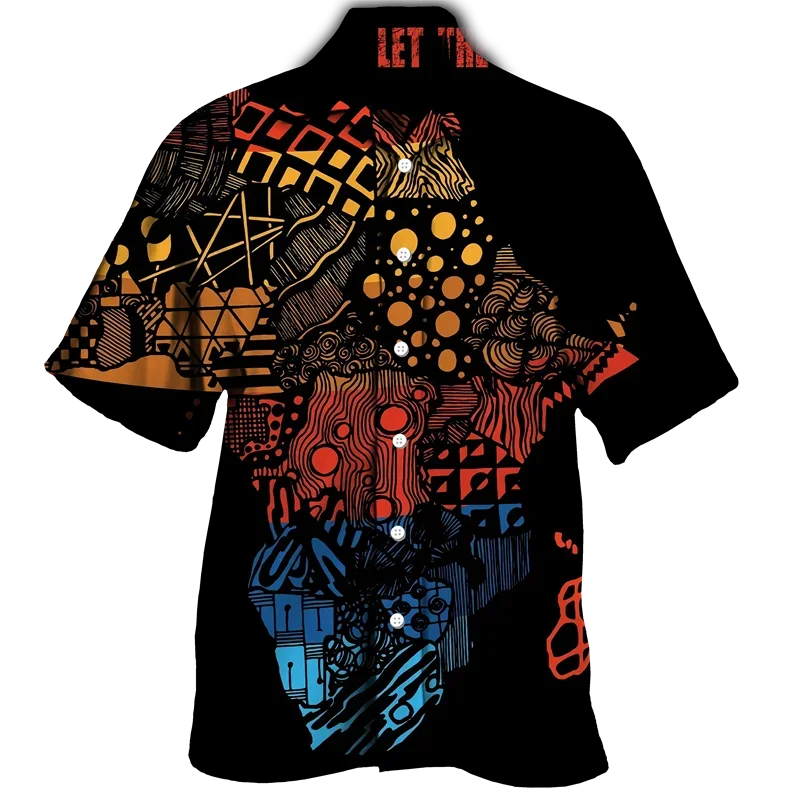 Colourful Bohemia African Graphic Shirts For Men Clothing Fashion Mens Short Sleeve Casual Y2k Lapel Blouse Summer Beach Tops - Lootquake