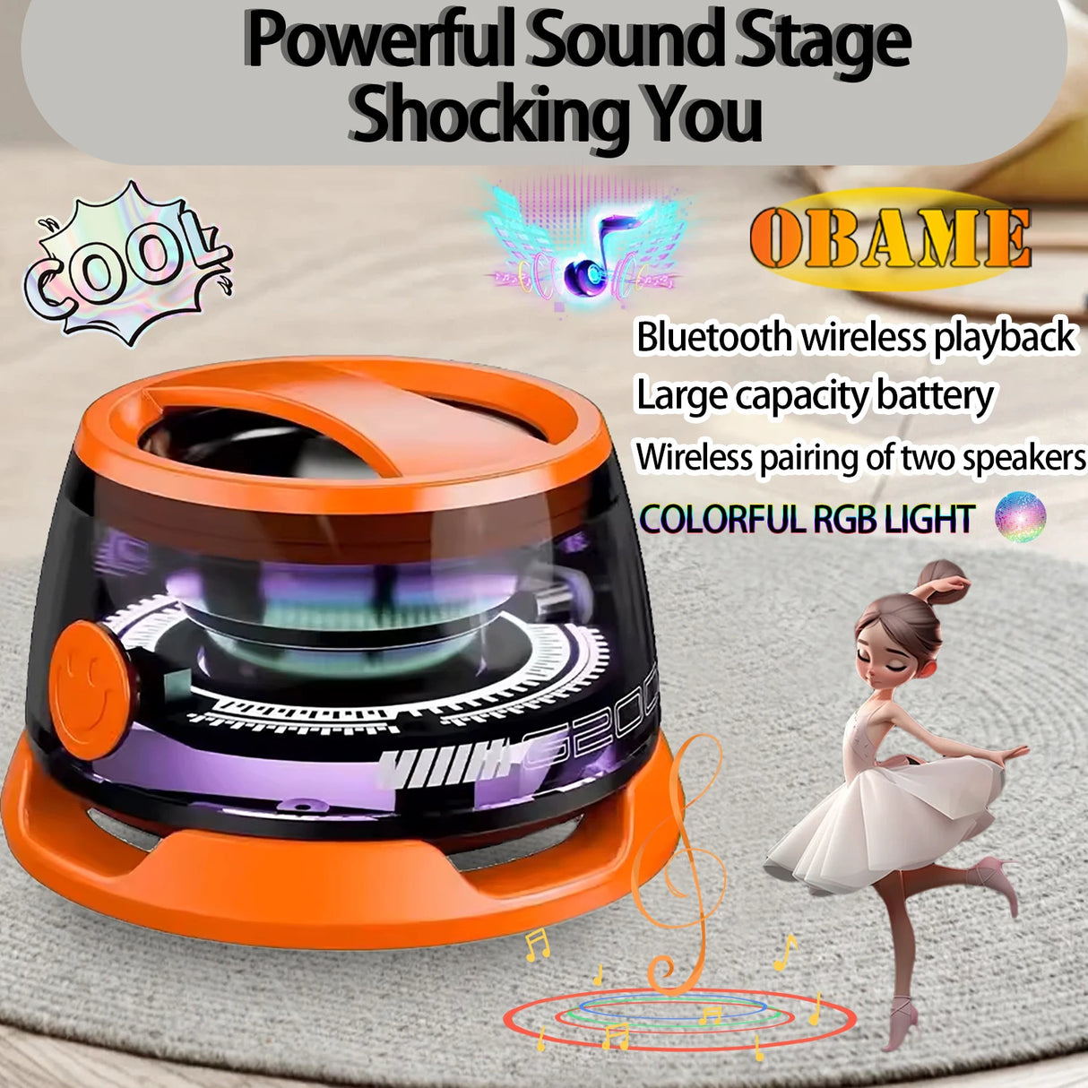 Minialtavoz Bluetooth portátil G200 con iluminación RGB, altavoz magnético BT5.3, minicaja de sonido, 7 horas de reproducción, soporte para teléfono, novedad de 2025