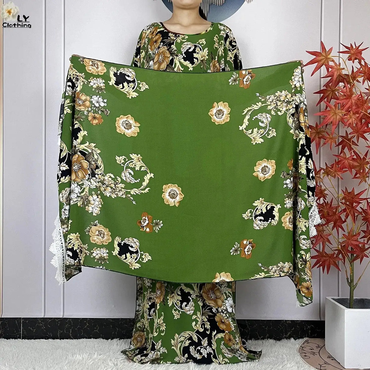 2024 Latest Muslim Sets Women Clothing Cotton Floral Loose Dashiki Long Dress African Abaya Dubai Traditional Islamic Clothing - Lootquake