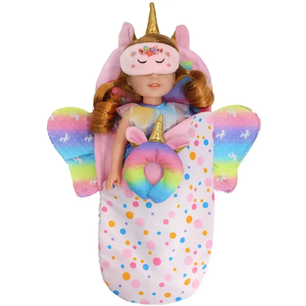 Rainbow Wing Doll Sleeping Bag With Eye Mask Set Suitable For Dolls Of Different Sizes, 10-18 Inch Doll Accessories, 43cm Newbor - Lootquake